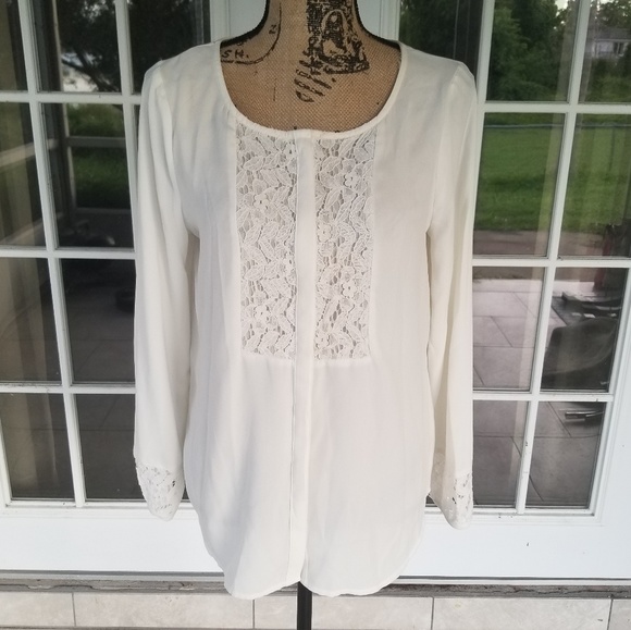 LC Lauren Conrad Tops - Lauren Conrad | White Lace Button Down